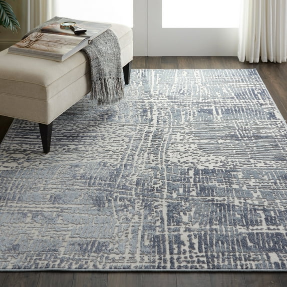 Nourison Urban Decor URD01 Blue/Cream Indoor Area Rug - 5'3 x 7'3