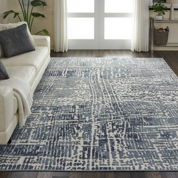 Nourison Urban Decor Abstract Slate/Ivory 7'10" x 10' Area Rug, (8x10)