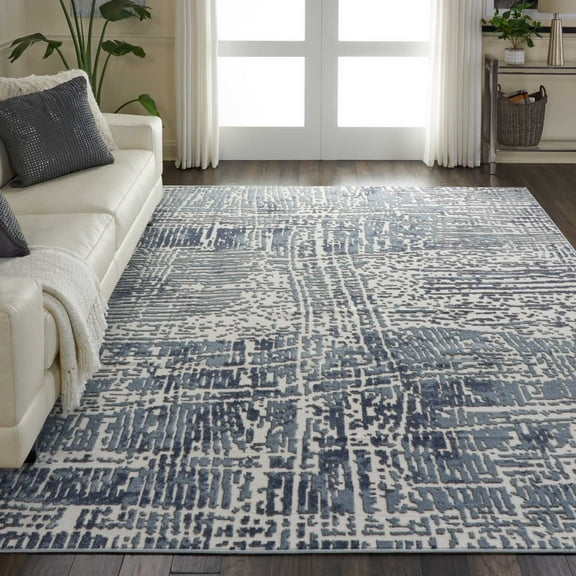 Nourison Urban Decor Abstract Slate/Ivory 9' x 12' Area Rug, (9x12)