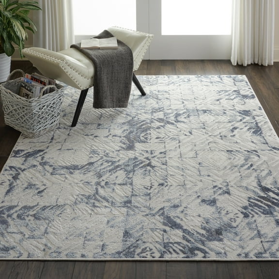 Nourison Urban Decor Modern Rustic Ivory/Blue 4' x 6' Area Rug, (4' x 6')