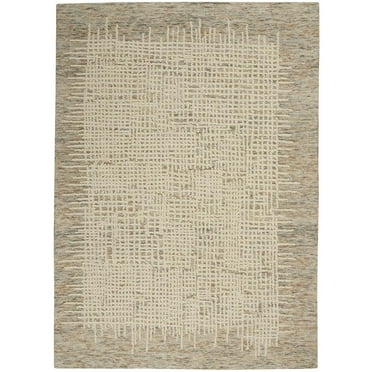 Nourison Vail Abstract Bordered Beige/Multi 5'3" x 7'3" Area Rug, (5' x 7')