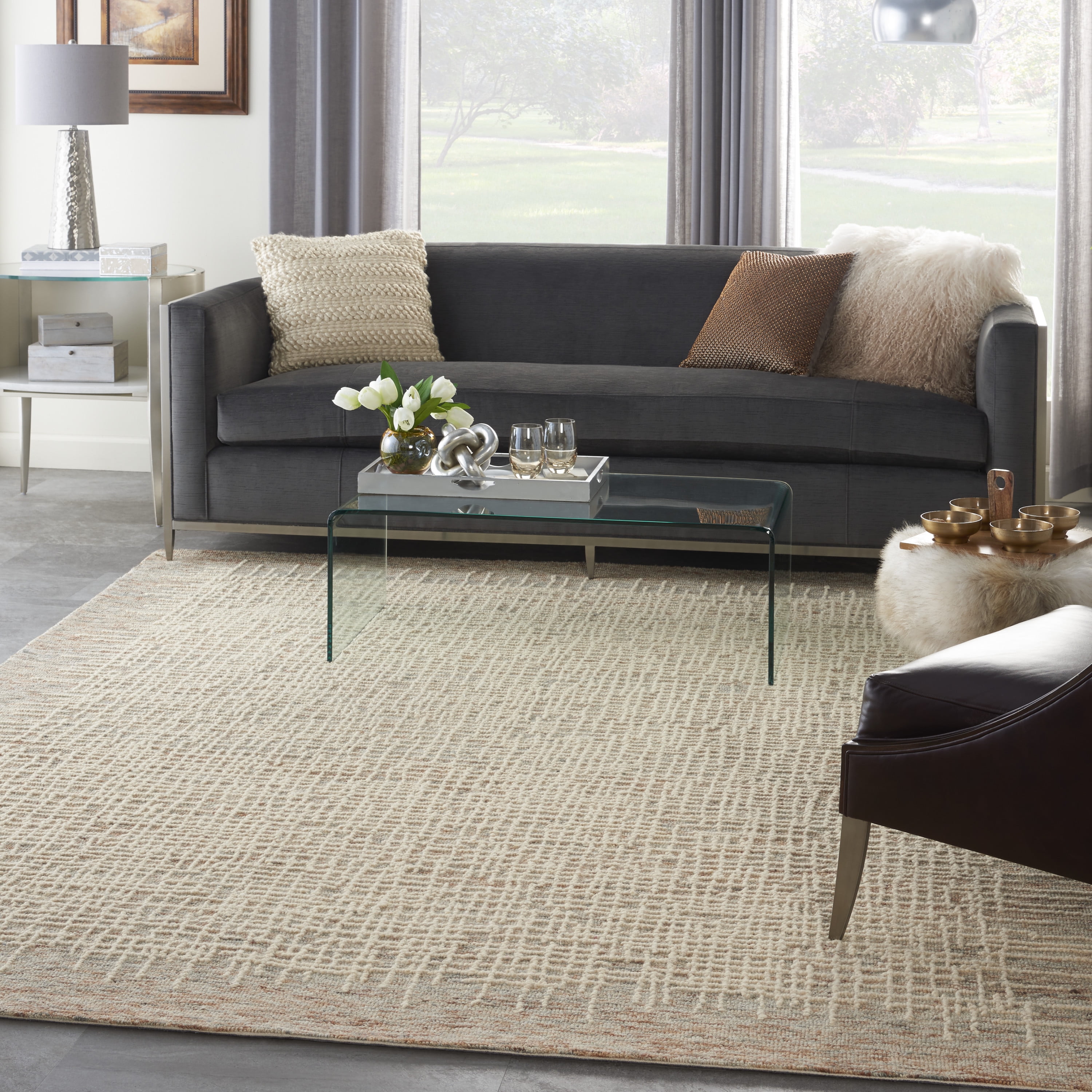 Handmade Beige and Multicolor Wool Rectangular Area Rug 8'3" x 11'6"