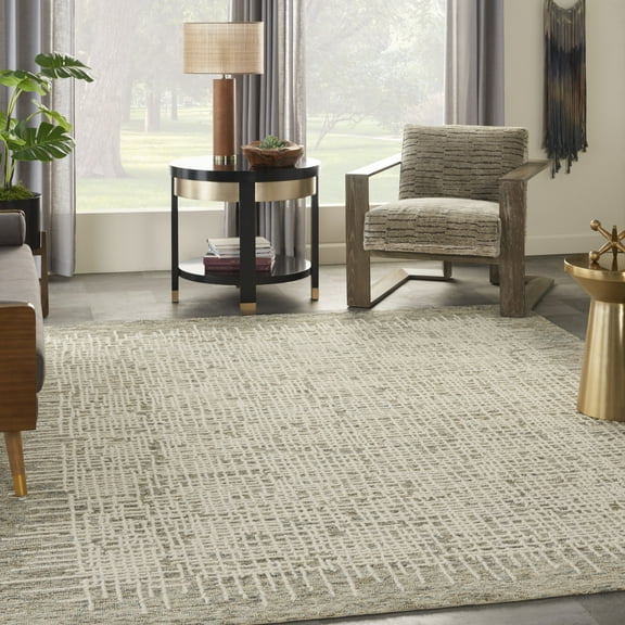 Nourison Vail Abstract Bordered Ivory/Multi 8'3' x 11'6" Area Rug, (8' x 12')