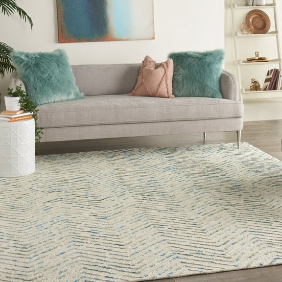 Nourison Vail Abstract Iv/Green 7'9" x 9'9" Area Rug, (8x10)