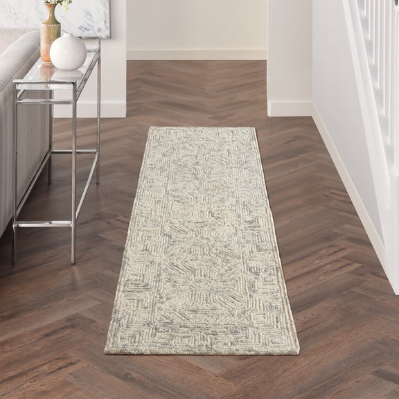 Nourison Vail Eclectic Design Beige/Grey 2'3" x 7'6" Area Rug, (8' Runner)