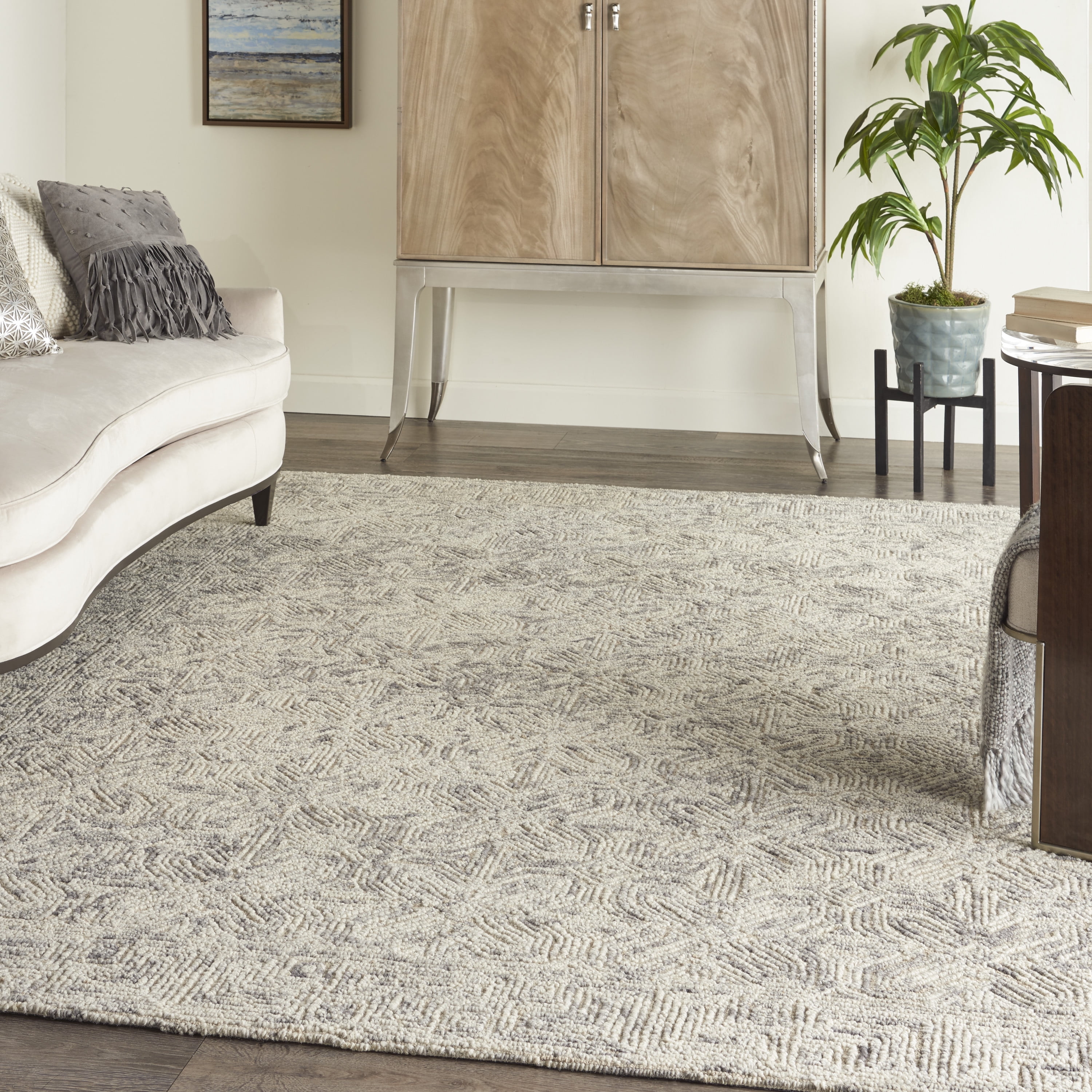Artisanal Vail Hand-Tufted Wool Area Rug 8' x 10' Beige/Grey