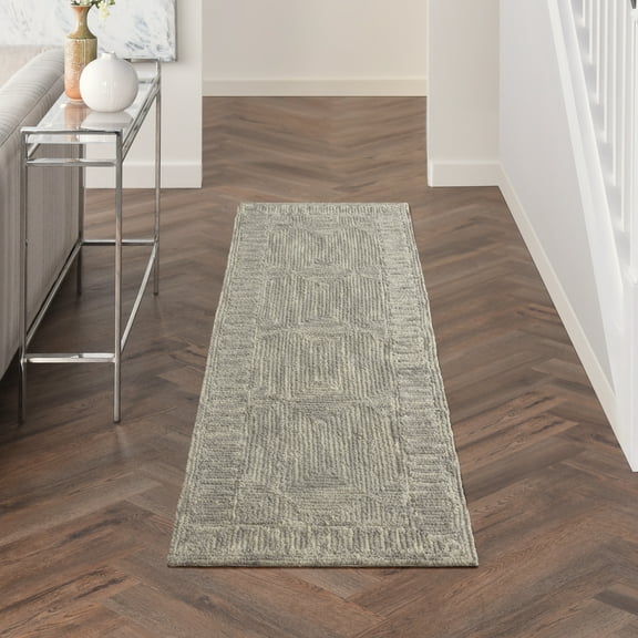 Nourison Vail Eclectic Modern Grey 2'3" x 7'6" Area Rug, (8' Runner)