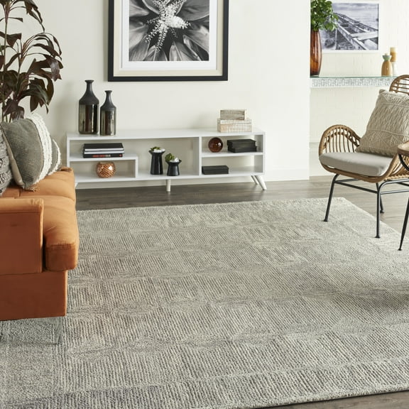Nourison Vail Geometric Grey 7'9" x 9'9" Area Rug, (8x10)
