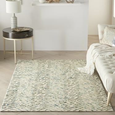 Nourison Vail Modern Chevron Iv/Green 5'3" x 7'3" Area Rug, (5' x 7')