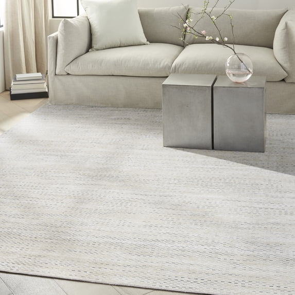 Nourison Valley Abstract Ivory 7'9" x 9'9" Area Rug, Easy Cleaning, Non Shedding, Bed Room, Living Room, Dining Room, Kitchen (8x10)