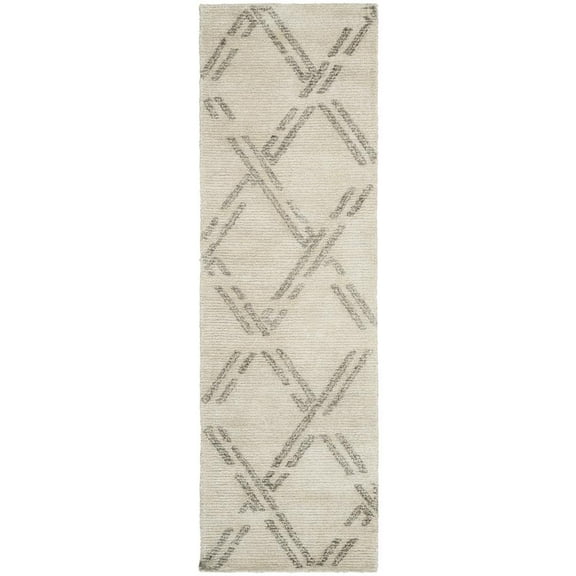 Nourison Venosa 26" x 90" Fabric Indoor Rug in  Ivory/Gray Finish