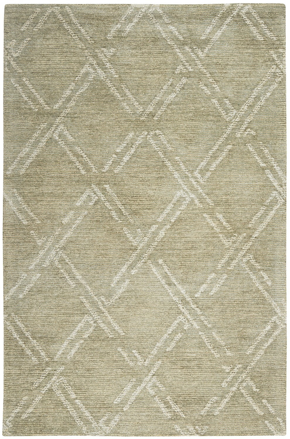 Green Ivory Hand-Tufted Geometric Diamond Area Rug 3'9" x 5'9"