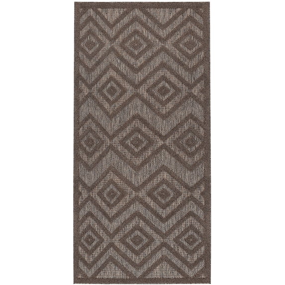 Nourison Versatile Diamond Geometric Flatweave Indoor Outdoor Area Rug Brown 2' x 4'