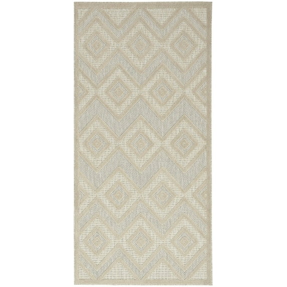 Nourison Versatile Diamond Geometric Flatweave Indoor Outdoor Area Rug Cream 2' x 4'