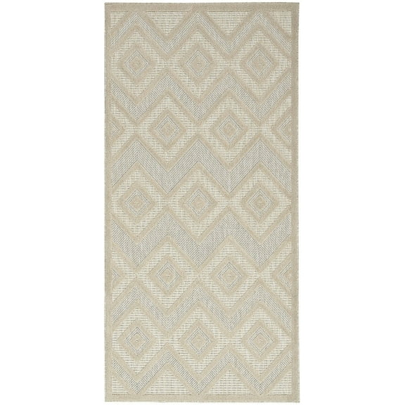 Nourison Versatile Diamond Geometric Flatweave Indoor Outdoor Area Rug Cream 2' x 4'