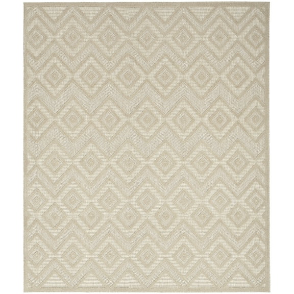 Nourison Versatile Diamond Geometric Flatweave Indoor Outdoor Area Rug Cream 8' x 10'
