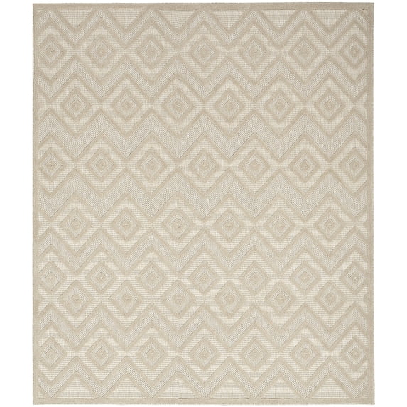Nourison Versatile Diamond Geometric Flatweave Indoor Outdoor Area Rug Cream 9' x 12'