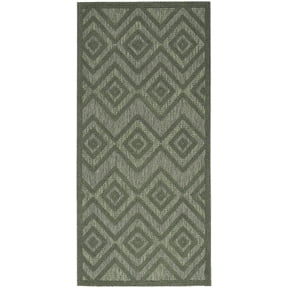Nourison Versatile Diamond Geometric Flatweave Indoor Outdoor Area Rug Green 2' x 4'