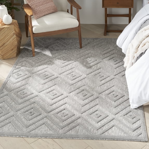 Nourison Versatile Diamond Silver Grey 6' x 9' Area Rug, (6x9)