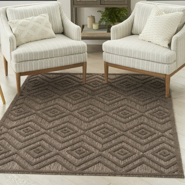 Nourison Versatile Indoor/Outdoor Brown 4' x 6' Area Rug (4x6 ...