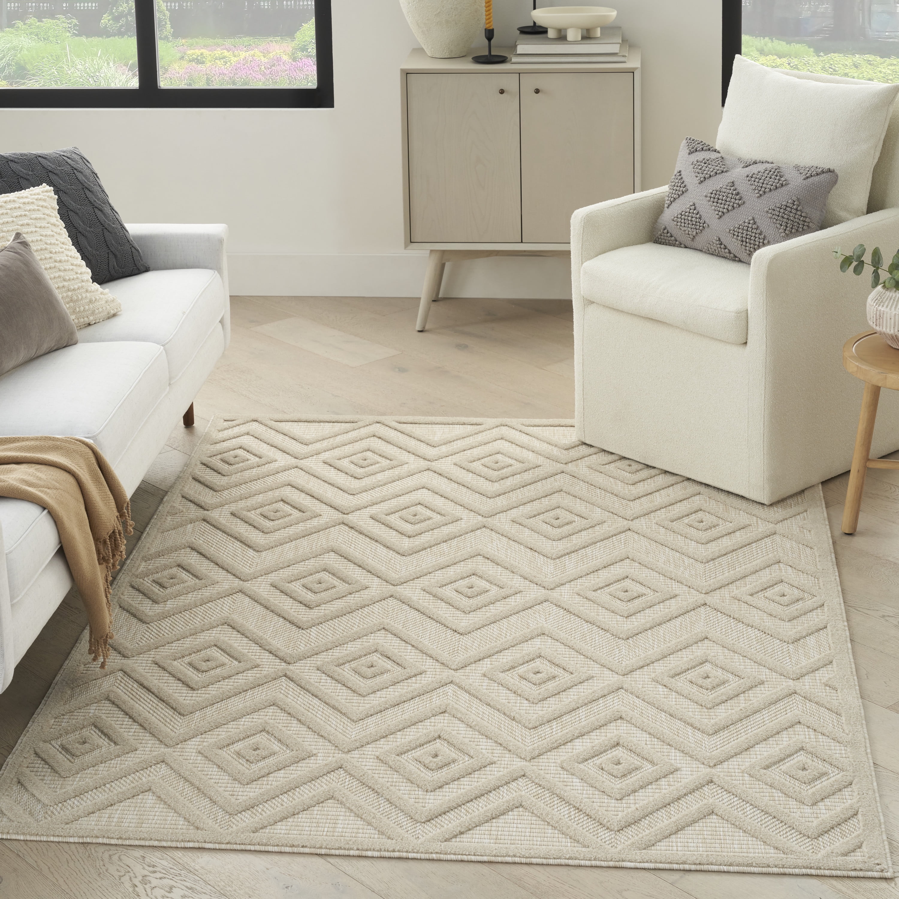 Nourison Versatile Indoor/Outdoor Cream 6' x 9' Area Rug (6x9 ...