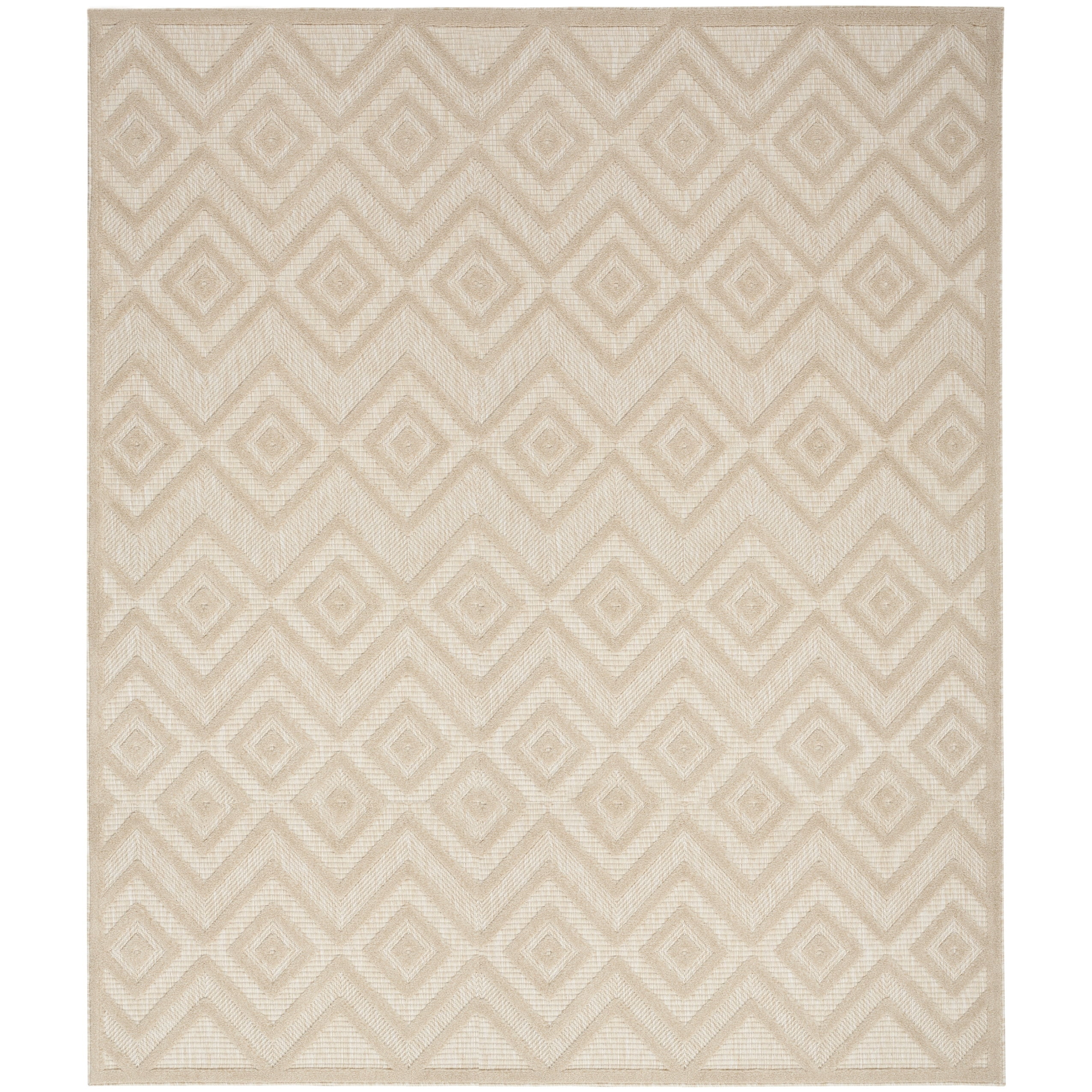Cream Diamond Pattern 10' x 14' Synthetic Flatweave Area Rug