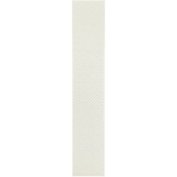 Nourison Versatile Diamond Geometric Flatweave Indoor Outdoor Runner Rug Ivory White 2'2" x 20'