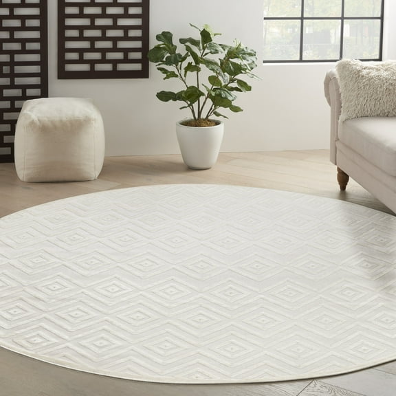 Nourison Versatile Indoor/Outdoor Ivory White 8' x Round Area Rug  (8 Round)