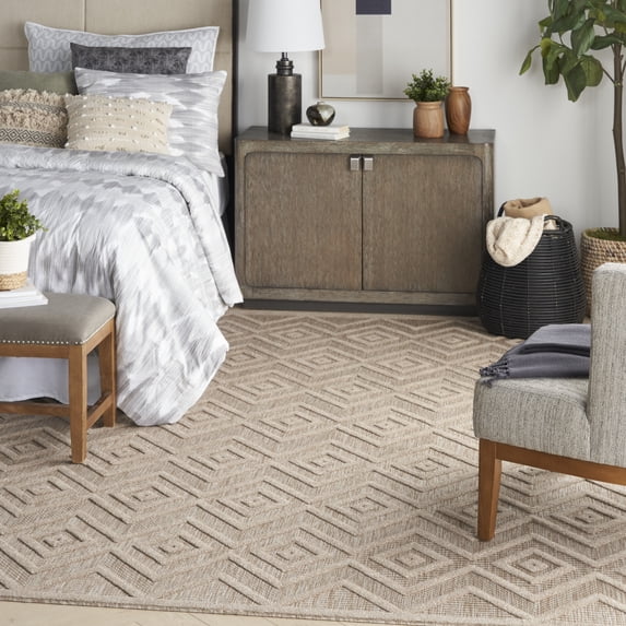 Nourison Versatile Indoor/Outdoor Natural Beige 8' x 10' Area Rug, (8x10)