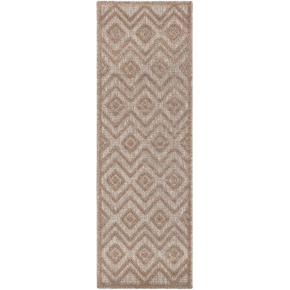 Nourison Versatile Solid Diamond Indoor Outdoor Flatweave Runner Rug Natural Beige 2' x 6'
