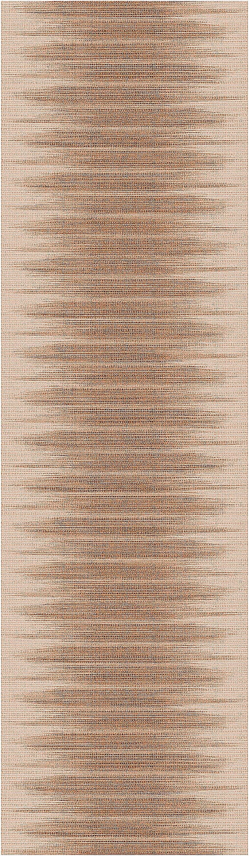 Brown and Beige Abstract Flatweave Runner Rug with Non-Slip Backing