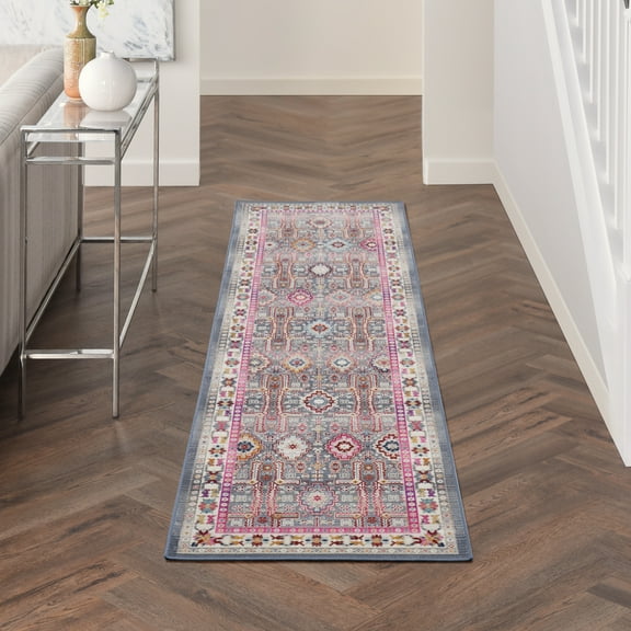 Nourison Vintage Kashan 2' x 6' Grey/Multi Bordered Indoor Rug