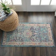 Nourison Vintage Kashan Persian Blue 2' x 4' Area Rug, (2x4)