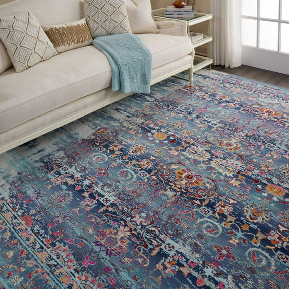 Nourison Vintage Kashan Persian Blue 7'10" x 9'10" Area Rug, (8x10)
