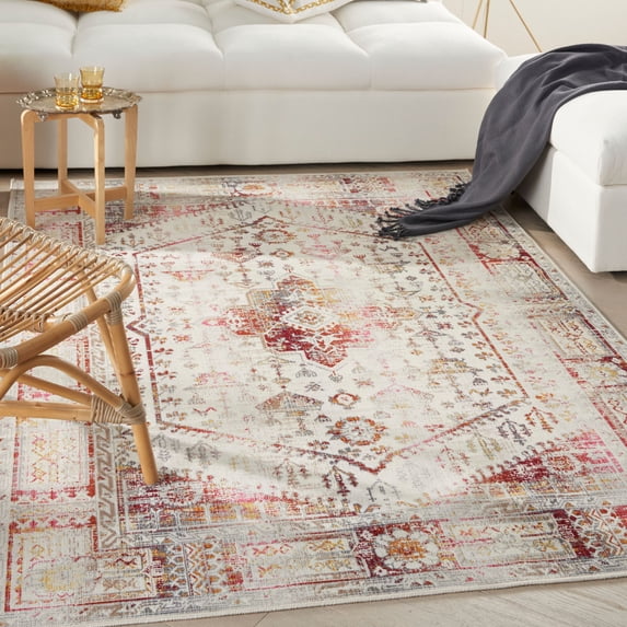 Nourison Vintage Kashan VKA08 Indoor only Area Rug - Ivory Red 5'3" x 7'10"