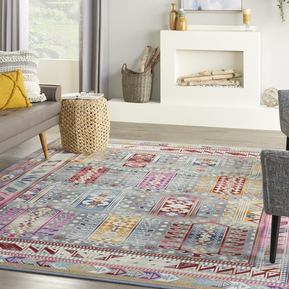 Nourison Vintage Kashan Persian Grey/Multi 8'10" x 11'10" Area Rug, (9x12)