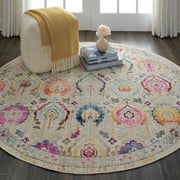Nourison Vintage Kashan Persian Ivory/Multicolor 6 x ROUND Area Rug, 6 Round