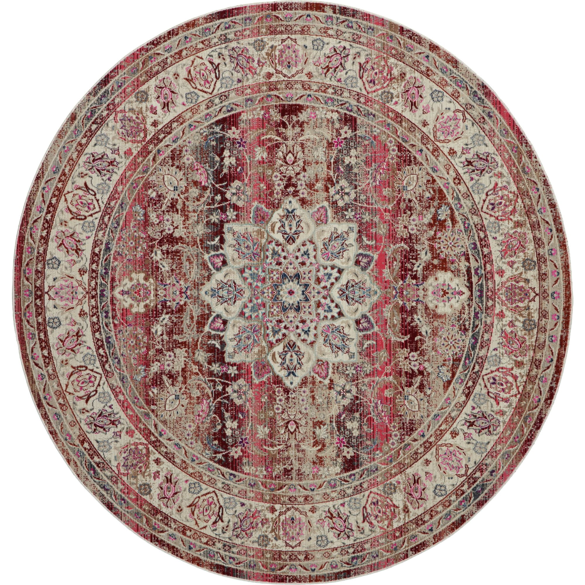 Nourison Vintage Kashan VKA01 Burgundy/Ivory/Blue Indoor Area Rug - 6' x ROUND