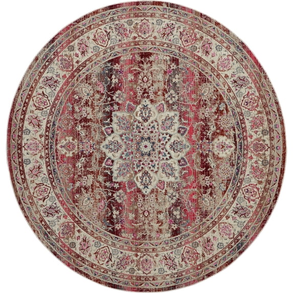 Nourison Vintage Kashan VKA01 Burgundy/Ivory/Blue Indoor Area Rug - 6' x ROUND