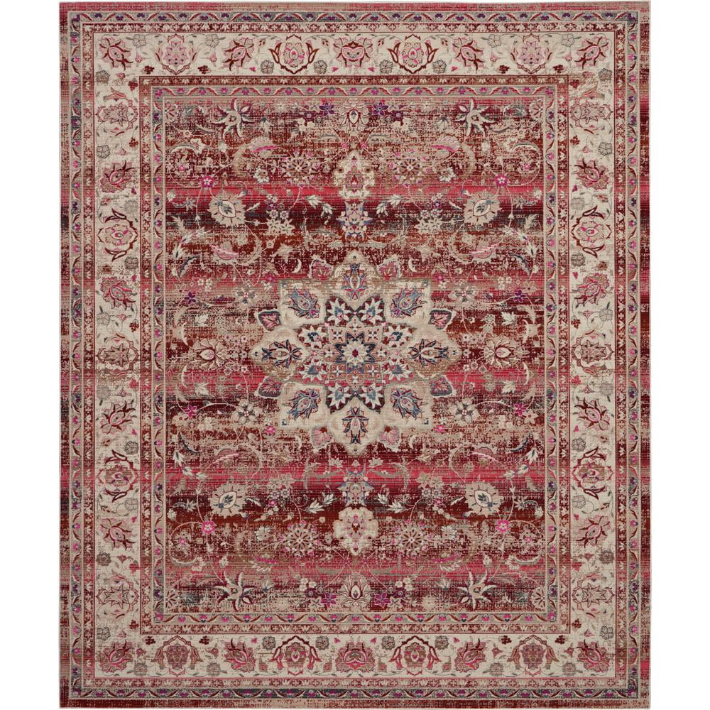 Vintage Red Wool and Synthetic 8' x 10' Area Rug