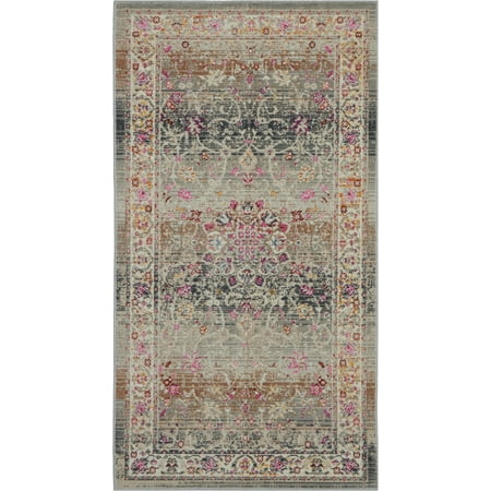 Nourison Vintage Kashan Transitional Boho Grey 2' x 4' Area Rug, (2' x 4')