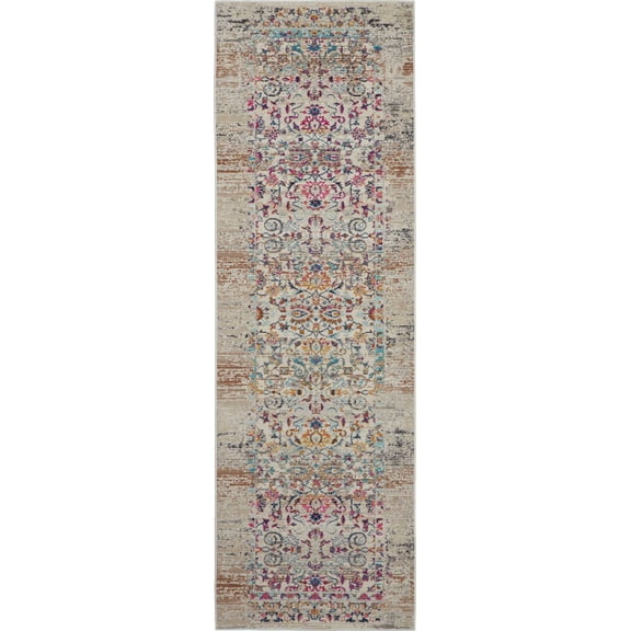 Nourison Vintage Kashan Transitional Persian Ivory 2' x 6' Area Rug, (6' Runner)