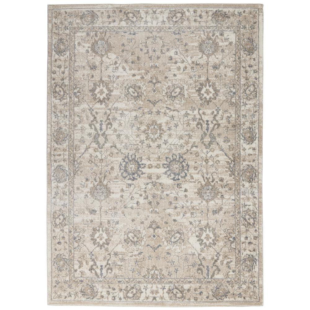 Ivory and Sand Rectangular Synthetic Area Rug 3'10" x 5'10"
