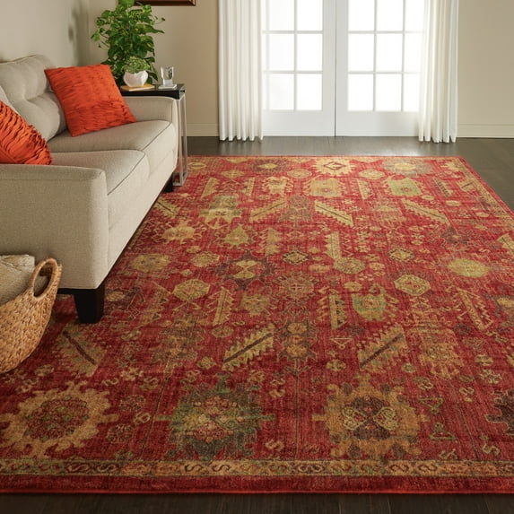 Nourison Vintage Tradition Tribal Red 7'10" x 9'10" Area Rug, (8x10)