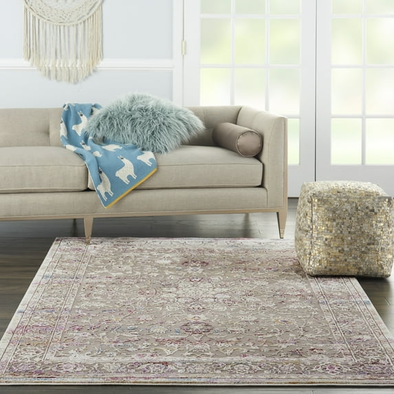 Nourison Vintage Vita Floral Grey/Multi 5'3" x 7'3" Area Rug, (5x7)