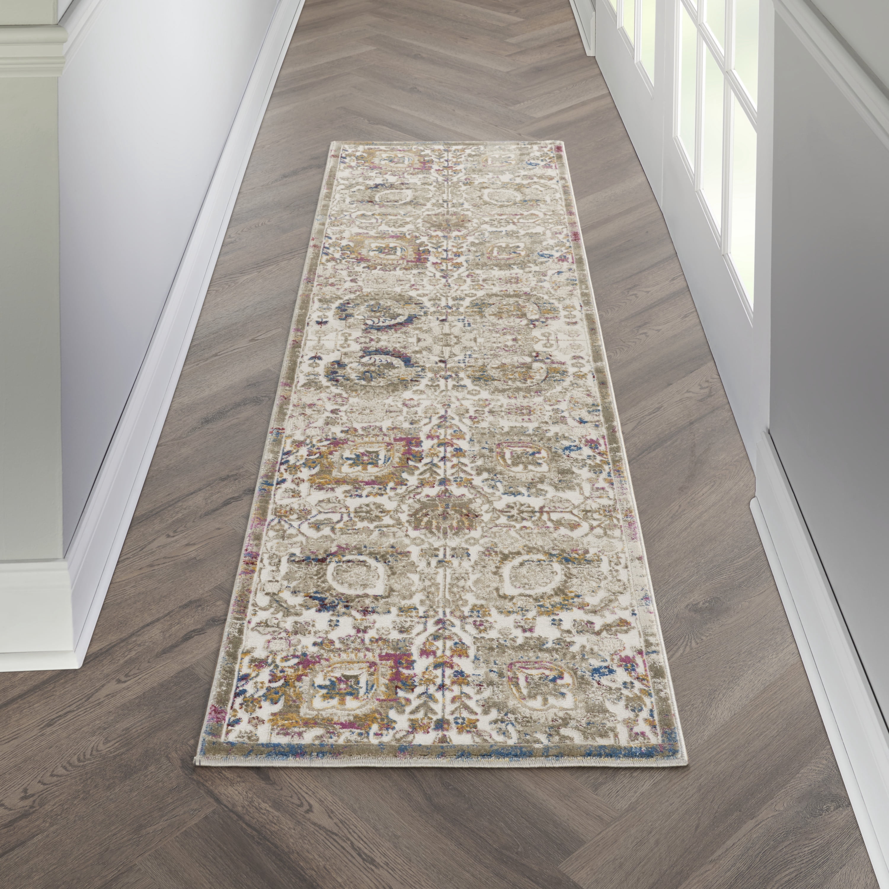 Nourison Vintage Vita Floral Ivory/Multi 2'2" x 7'6" Area Rug, (2x8)