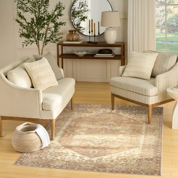 Nourison Vintage Washables 4' x 6' Gold Vintage Indoor Rug