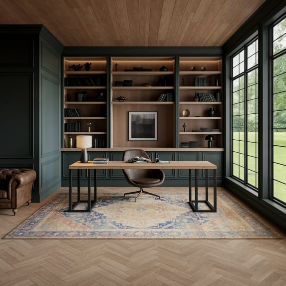 Nourison Vintage Washables 7'10" x 9'10" Blue Coral Vintage Indoor Rug