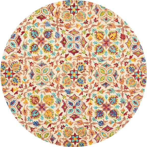 Nourison Vivid Floral Bohemian Ivory 8' x ROUND Area Rug, (8' Round)