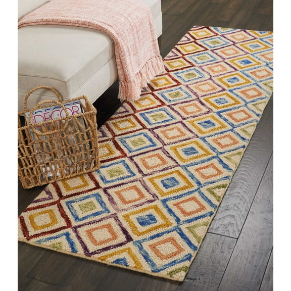 Nourison Vivid Geometric Ivory 2'3" x 7'6" Area Rug, (2x8)